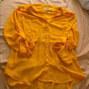 Mustard color express button up shirt